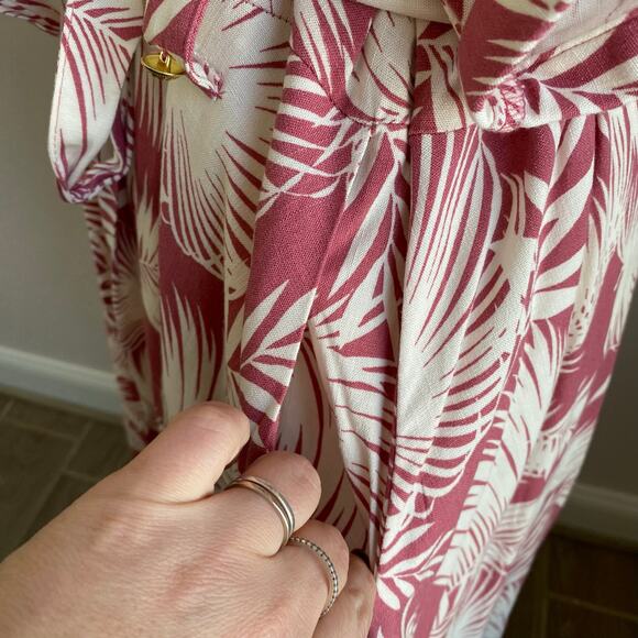 Torrid Shaded Palms Mini Rayon Slub Button Front Collared Dress Rose Size XL - Picture 6 of 9